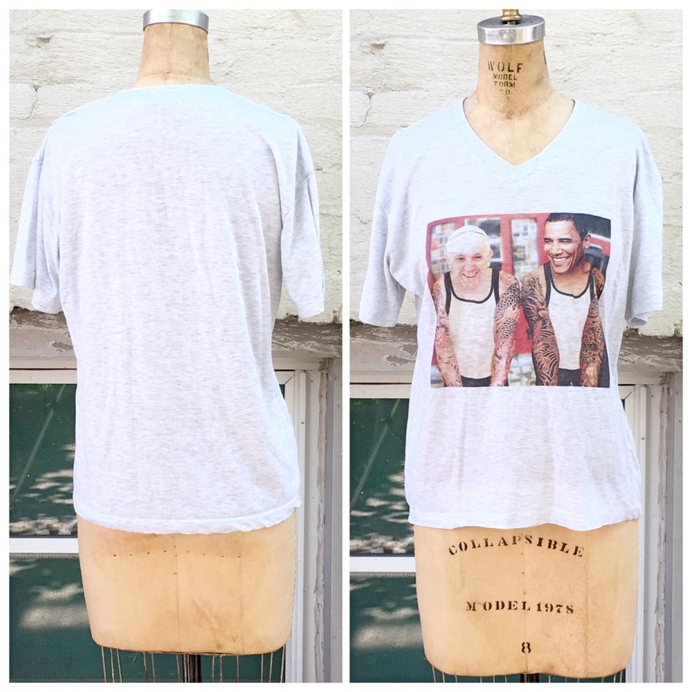 🆕MTL graphic V neck Tee ft. Pope and Obama