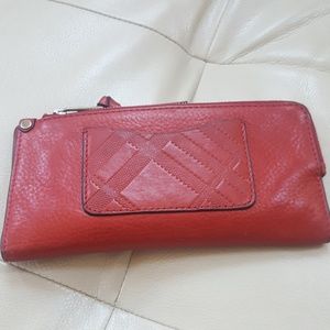 Burberry red soft leather wallet