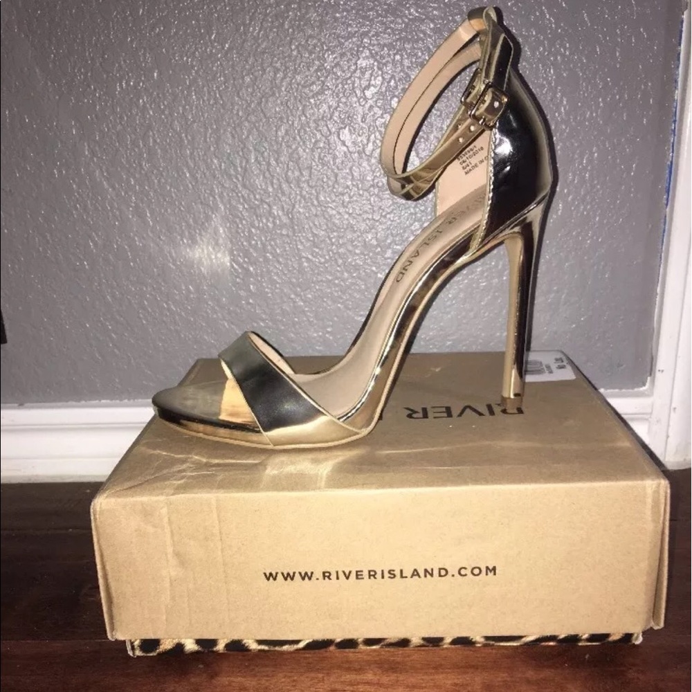 10 US Gold Wide Fit River Island Heels