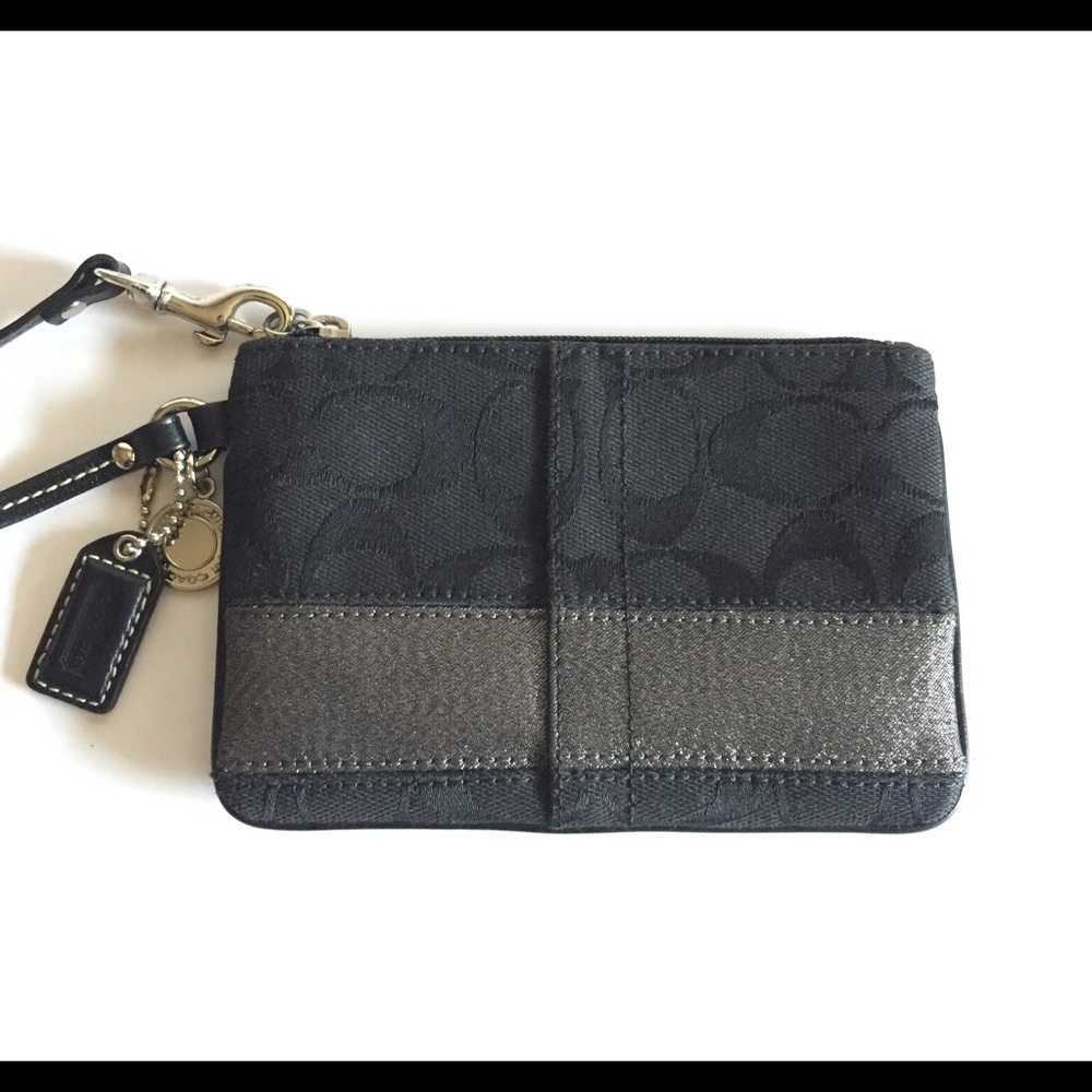Coach signature stripe wristlet