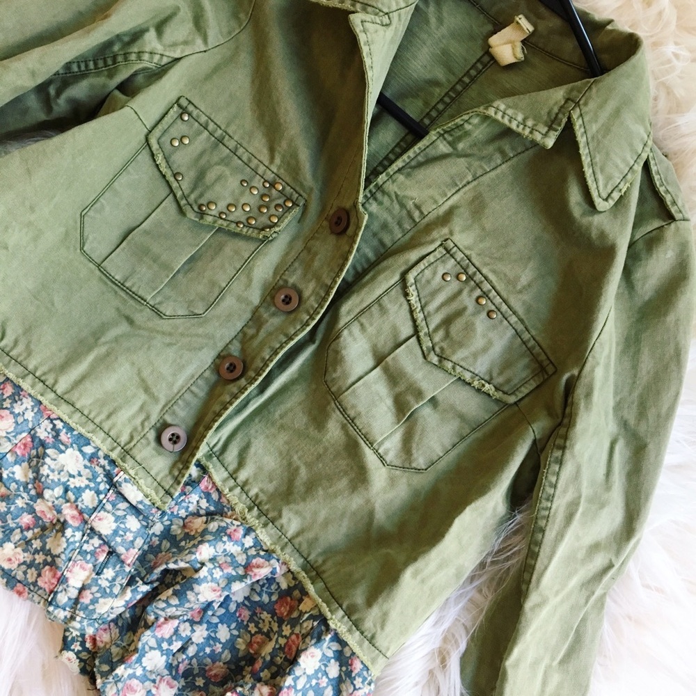 Free People Cargo jacket with floral details