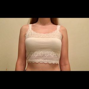 Urban Outfitters Ivory Crocheted Crop Top
