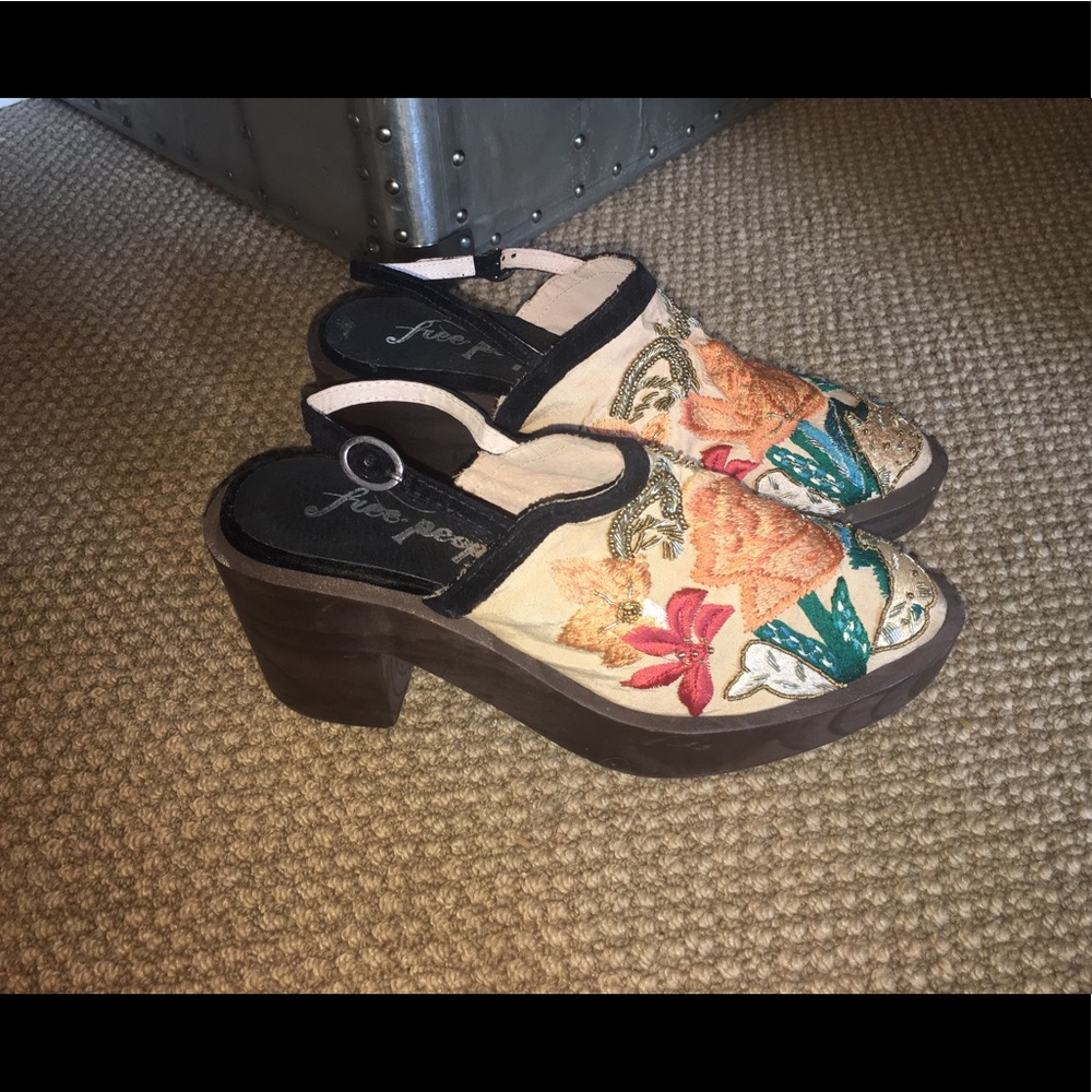 Free People Embroidered Clogs