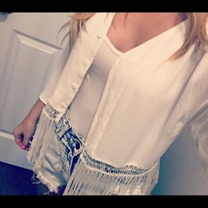 White Fringe Kimono