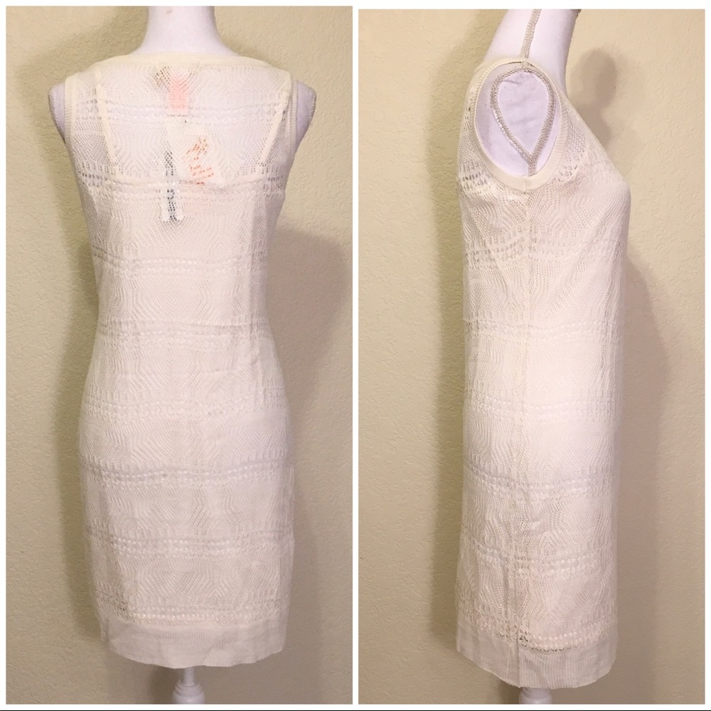 Anthropologie Tulle Cream Knit Dress - Picture 2 of 4