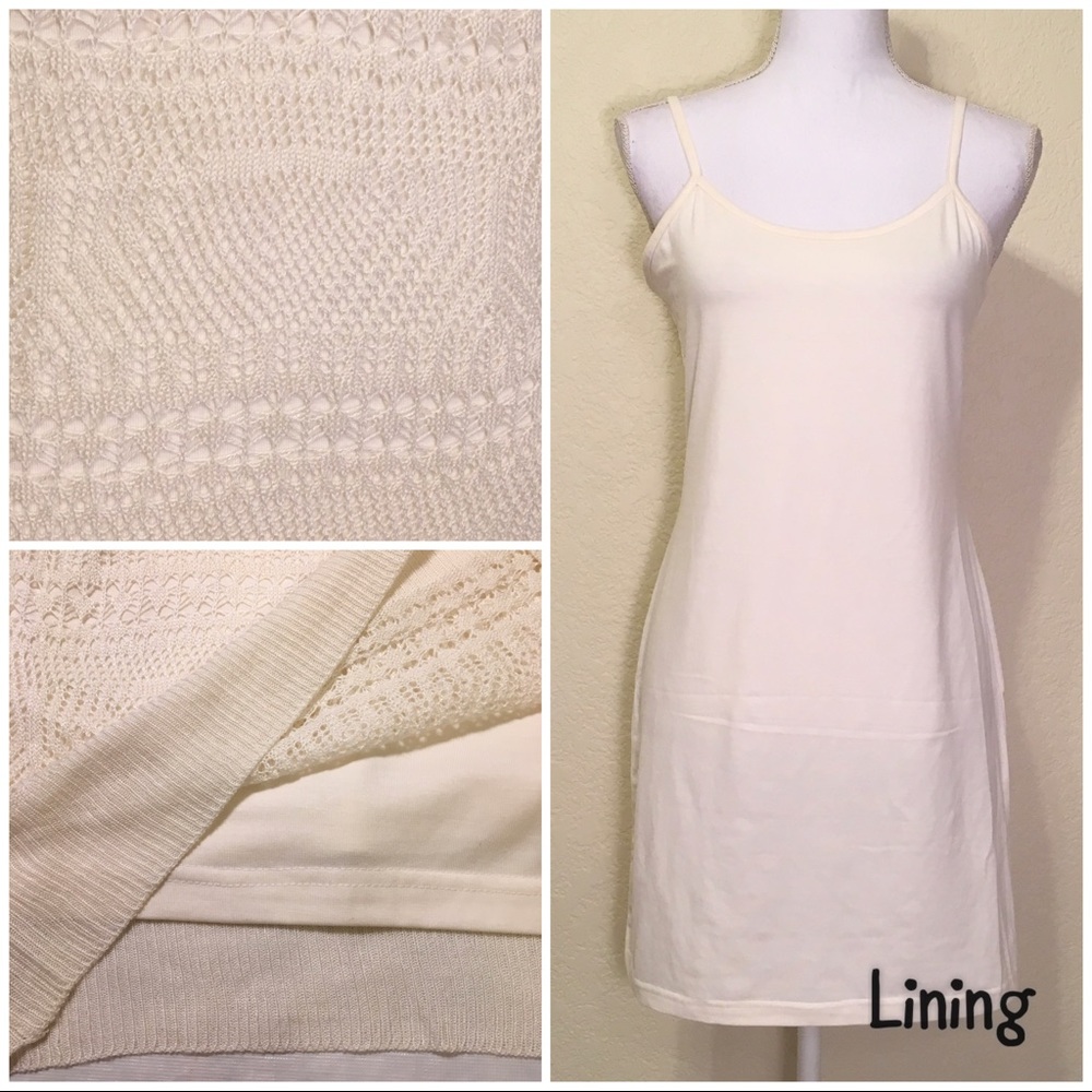 Anthropologie Tulle Cream Knit Dress - Picture 3 of 4