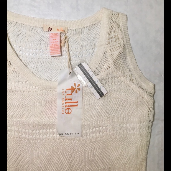 Anthropologie Tulle Cream Knit Dress - Picture 4 of 4