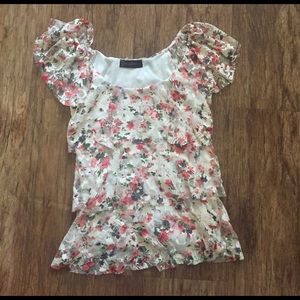 Floral layered lace shirt