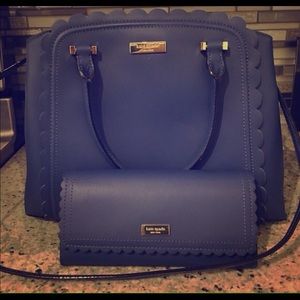 Blue handbag with matching wallet