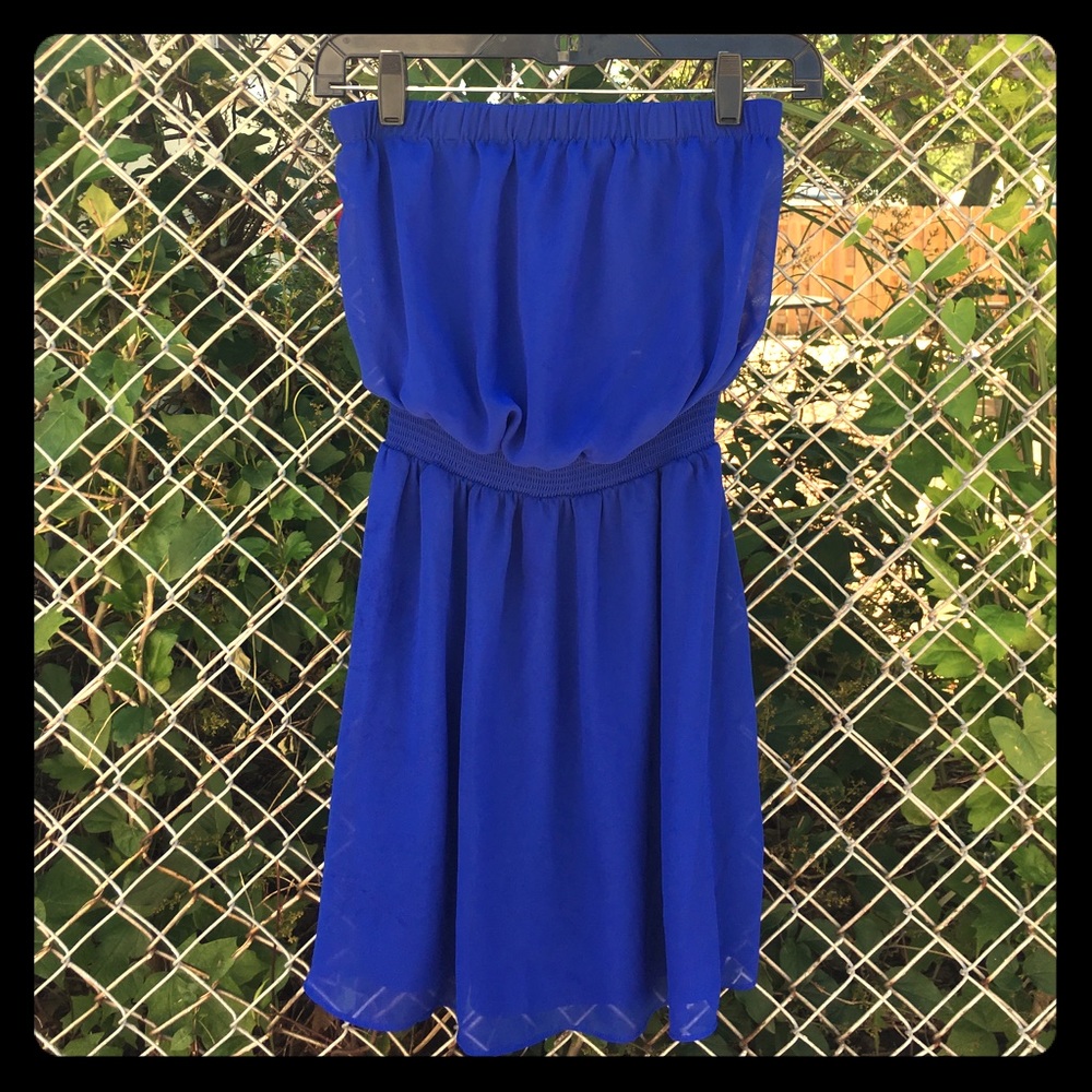 Express Blue Strapless Summer Dress