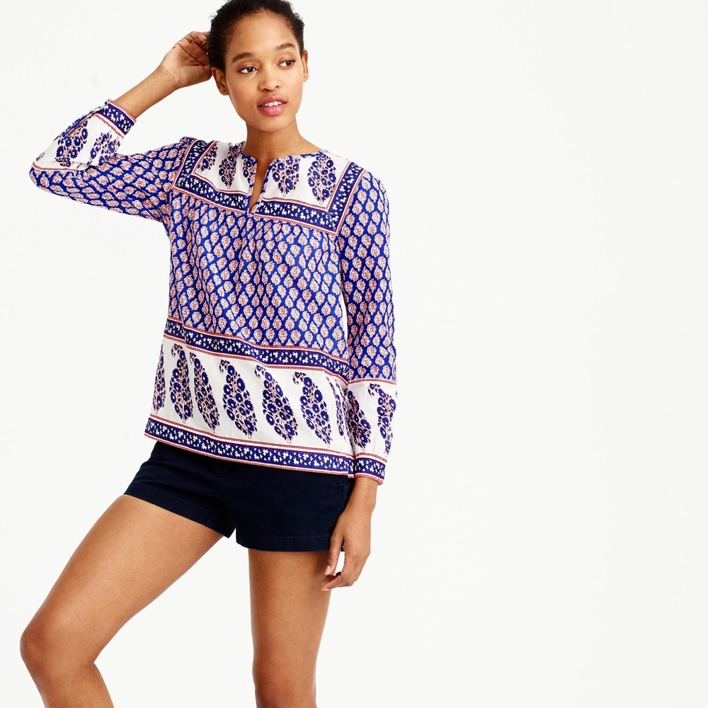 J. Crew Mixed Paisley Top Size 00 NWOT