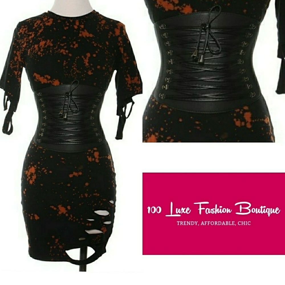 Black leather corset belt