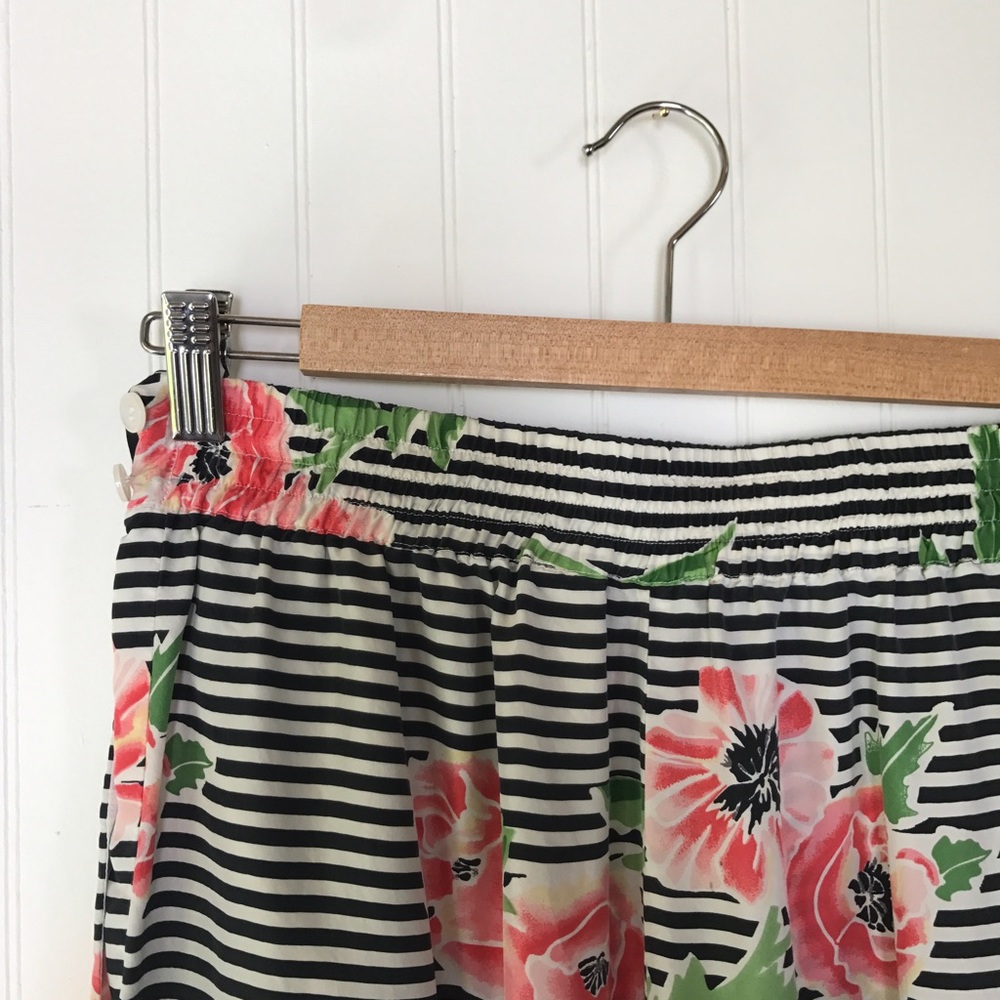 100% Silk Vintage Floral Striped Pants