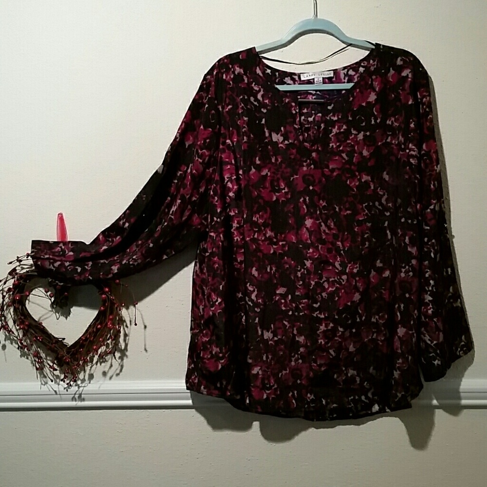 Plum/ purple printed blouse tunic long sleeve.