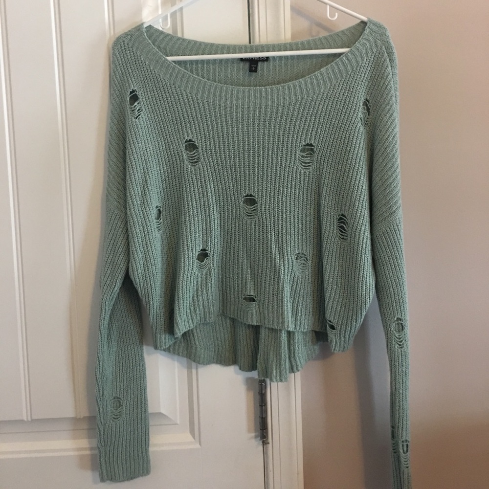 Sage green Express cropped sweater