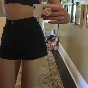 High waisted black shorts