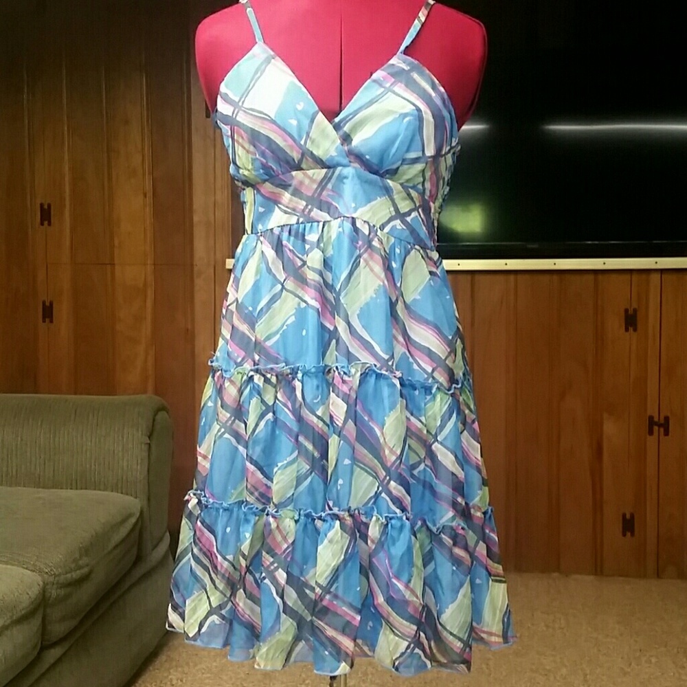 Baby blue multi color summer dress