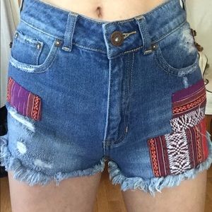 High Waist Aztec Patch PacSun Mom Short