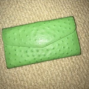 Green leather wallet from Italy