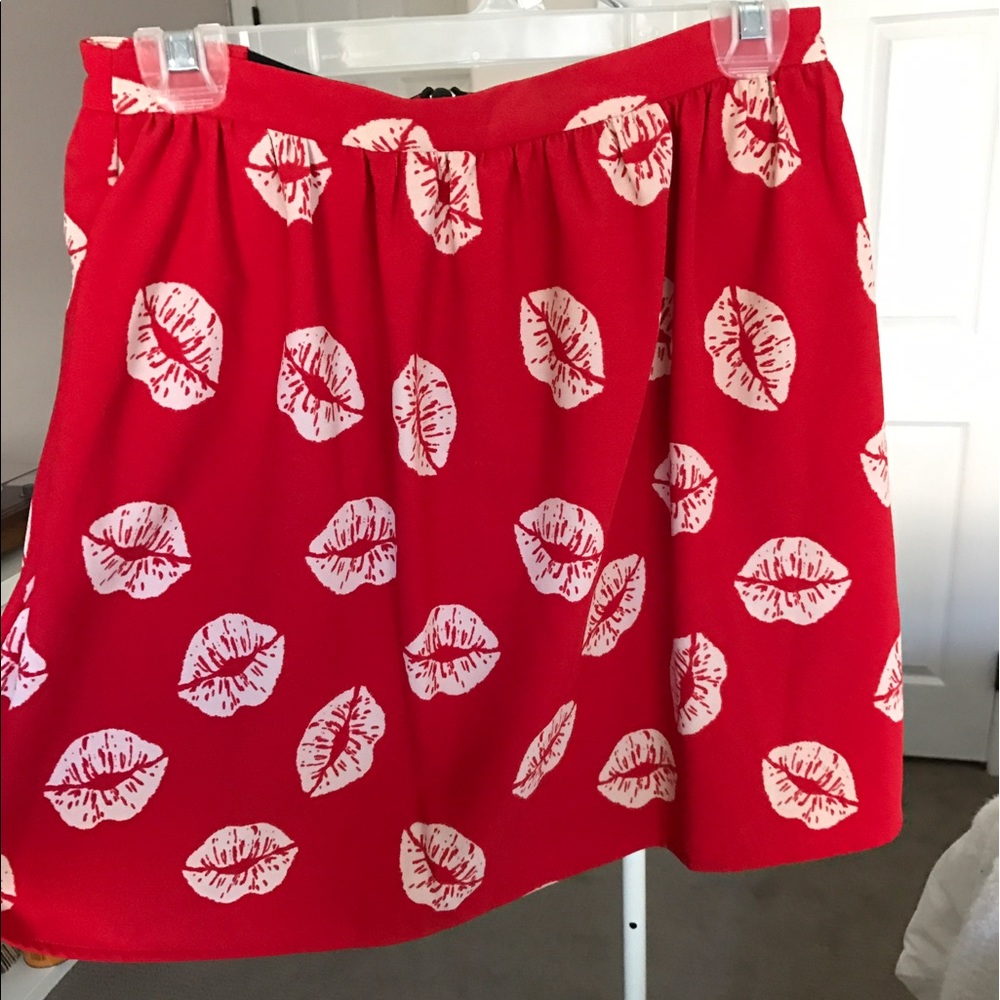 Sam Edelman Red Lips Jacquard Skirt
