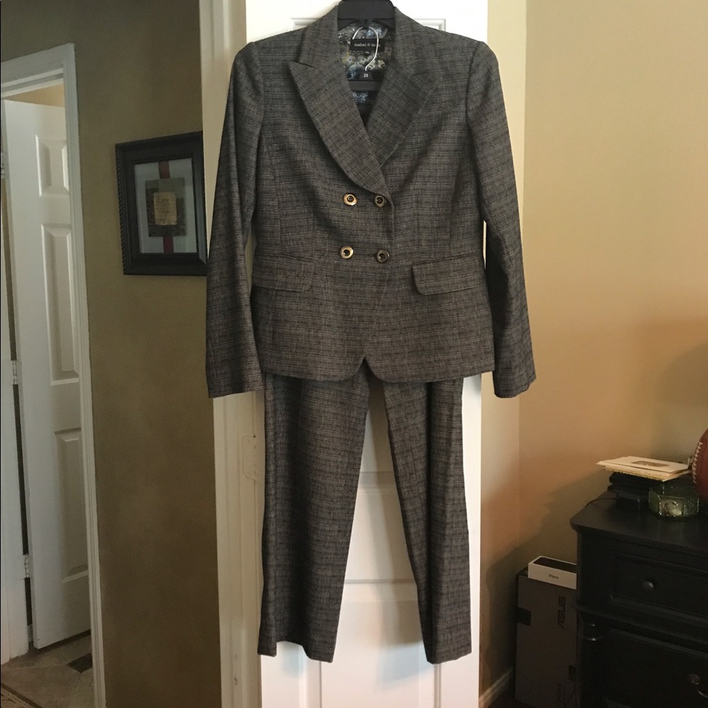 Navy and tan suit