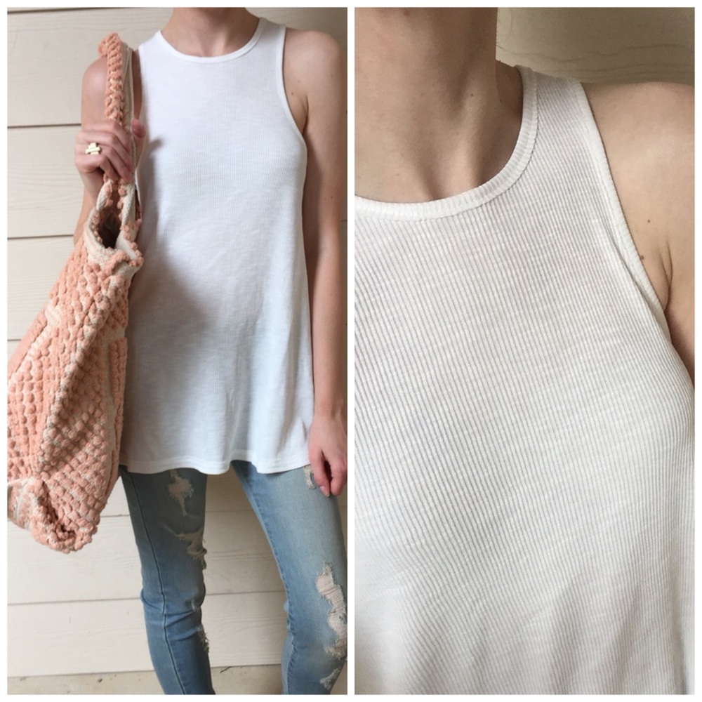 LAST ITEM▫Basic White Ribbed Racerback Swing Tank - Picture 4 of 4