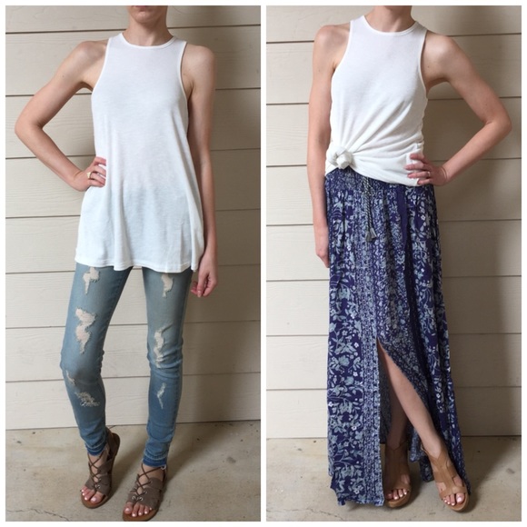 LAST ITEM▫Basic White Ribbed Racerback Swing Tank - Picture 2 of 4