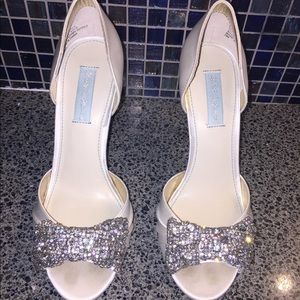 Betsy Johnson satin Heels with crystal bows