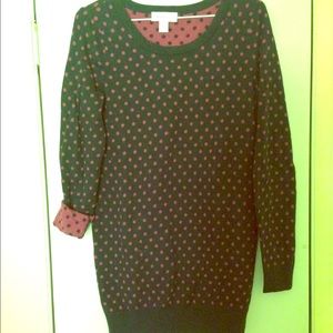Motherhood Sweater Navy + Magenta Polka Dot