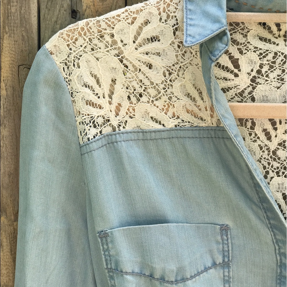 Cotton Jean dress with Lace details
