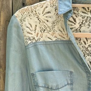 Cotton Jean dress with Lace details