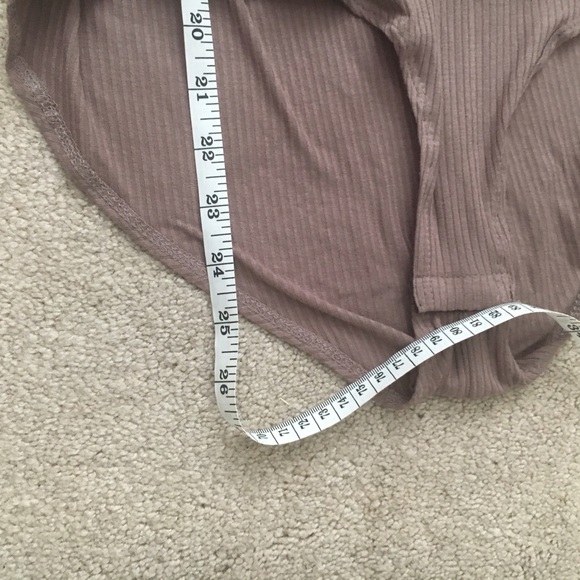 Brown grey ribbed lace up bodysuit - Picture 4 of 6