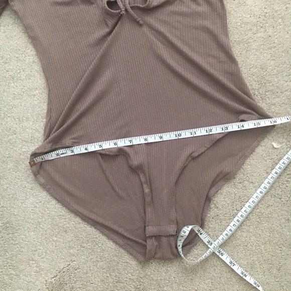 Brown grey ribbed lace up bodysuit - Picture 5 of 6