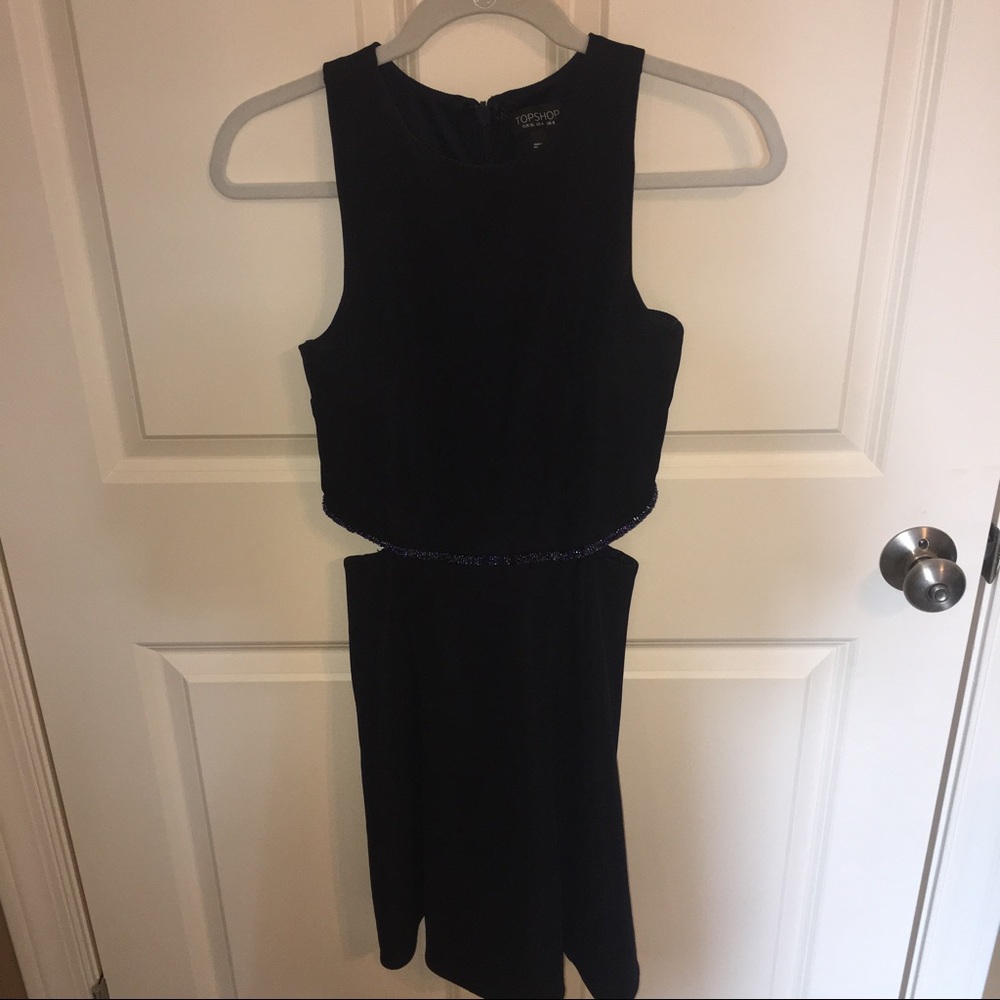 Topshop Navy Cutout Mini Dress