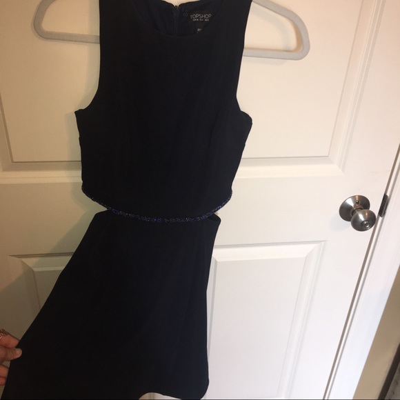 Topshop Navy Cutout Mini Dress - Picture 2 of 3