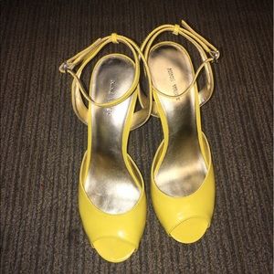 Yellow Wedge Sandal, Size 8