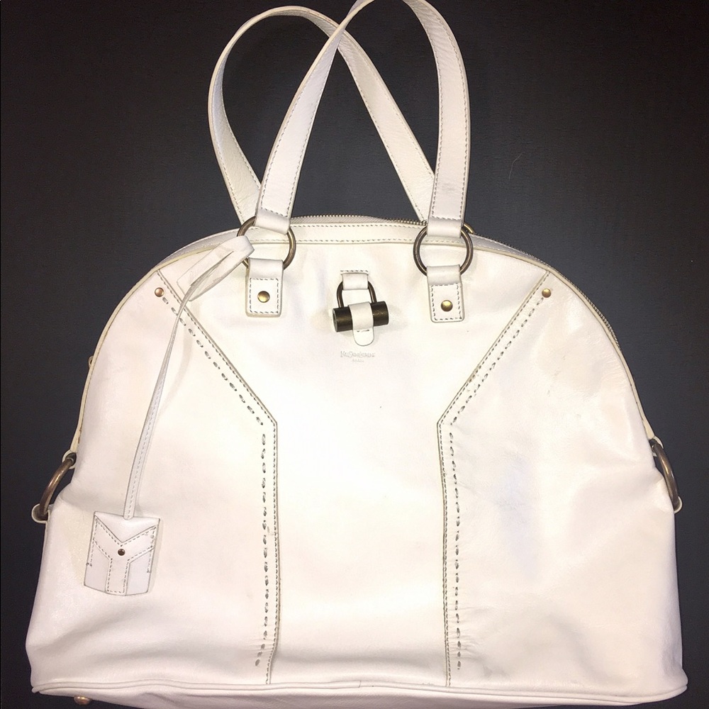 Yves Saint Laurent White leather Dome Tote