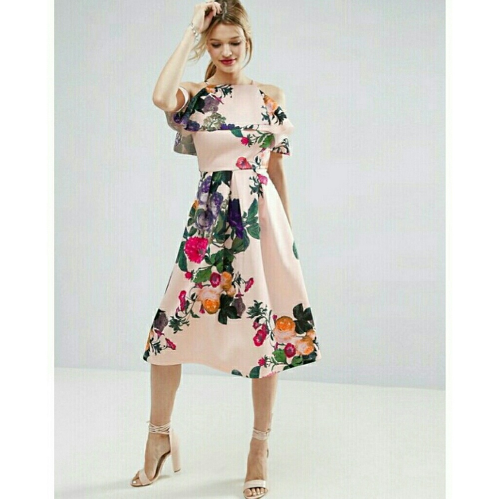 ASOS Scuba Ruffle Crop Top With Floral Dress