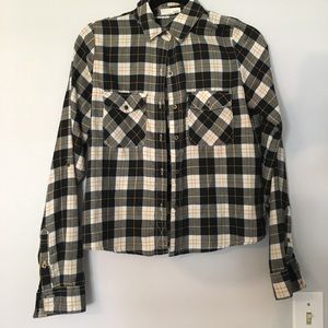 Black, White and Yellow  Flannel w back cut out