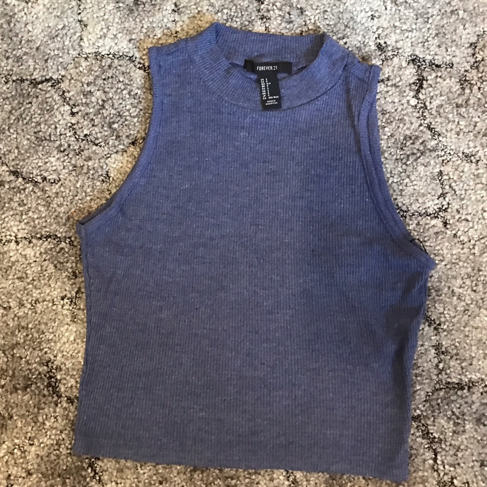 Blue ribbed crop top