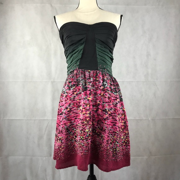 Anthropologie Charlie Jade Silk Strapless Dress M - Picture 1 of 6