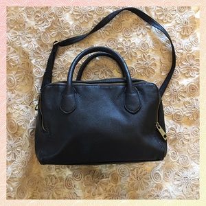 Black Double Zipper Satchel