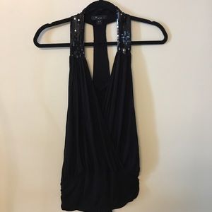 F21 Black Sequin Racerback Top
