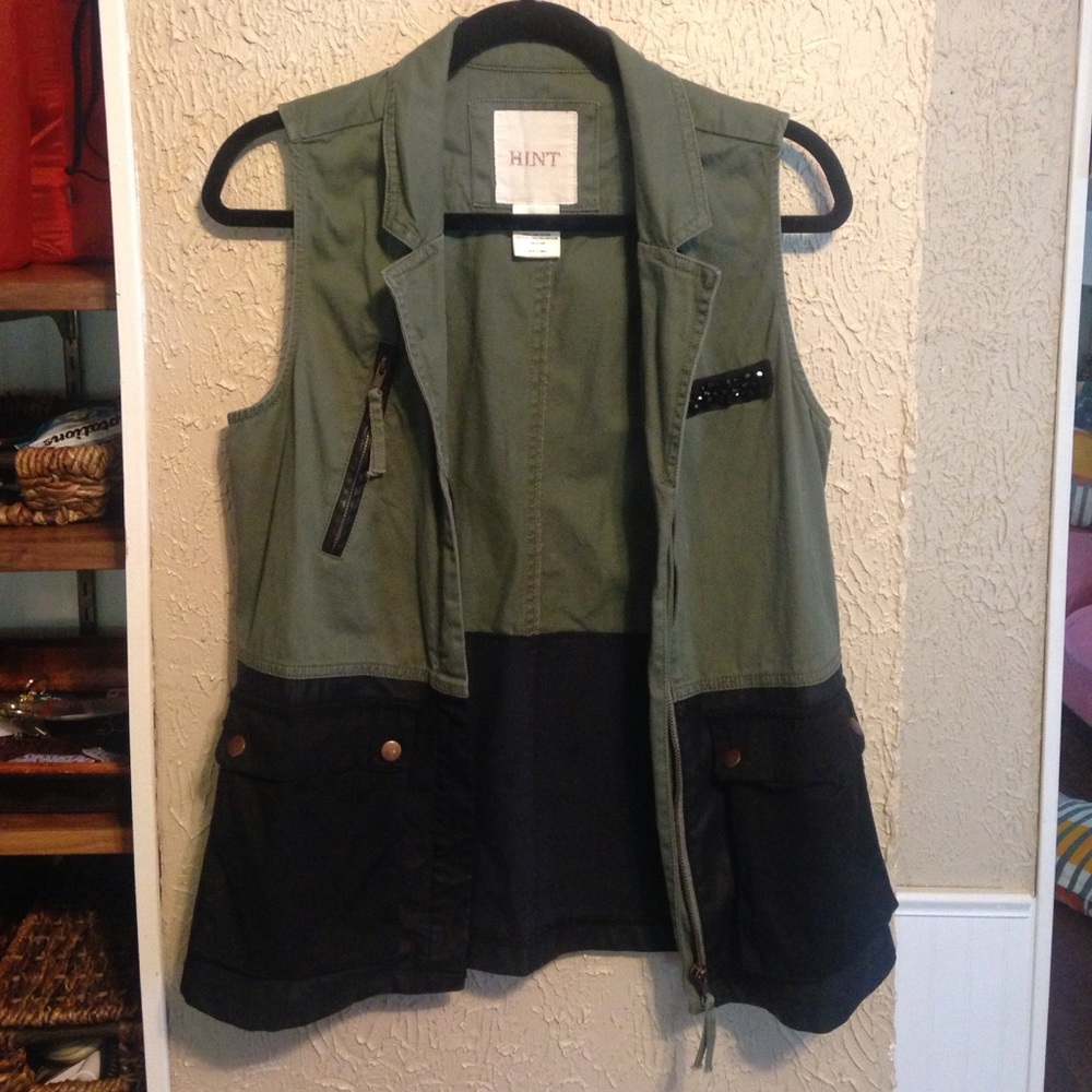 Army Green and Leather vest