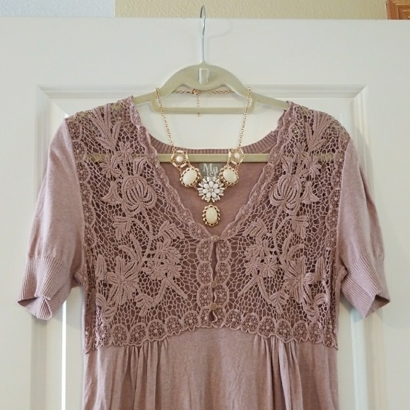 Topshop Maternity Lace Top Empire Dress - Picture 2 of 4