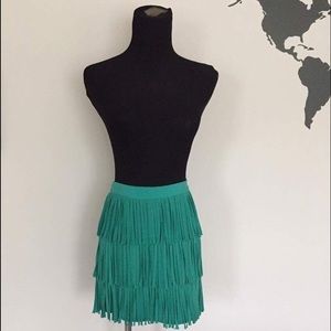 Zara green fringe flapper skirt, size S