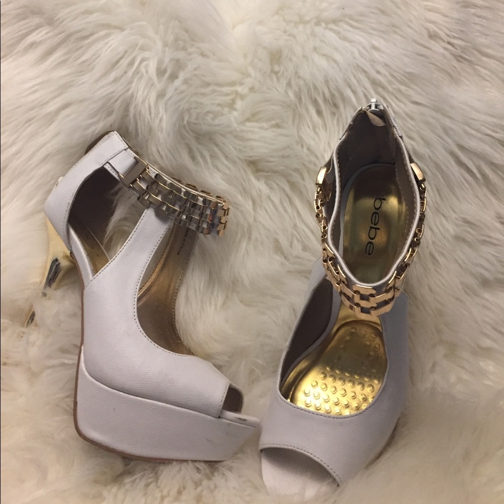 Beautiful white shoes by Bebe