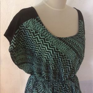Cute turquoise zigzag design midi dress