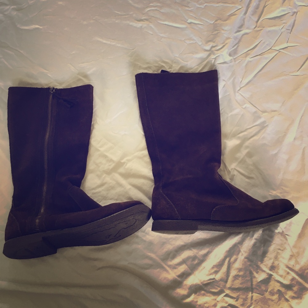 Suede calf height boots