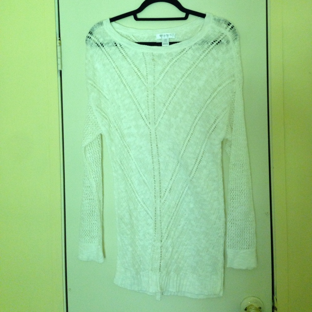 White Crochet Motherhood Maternity Sweater NWOT